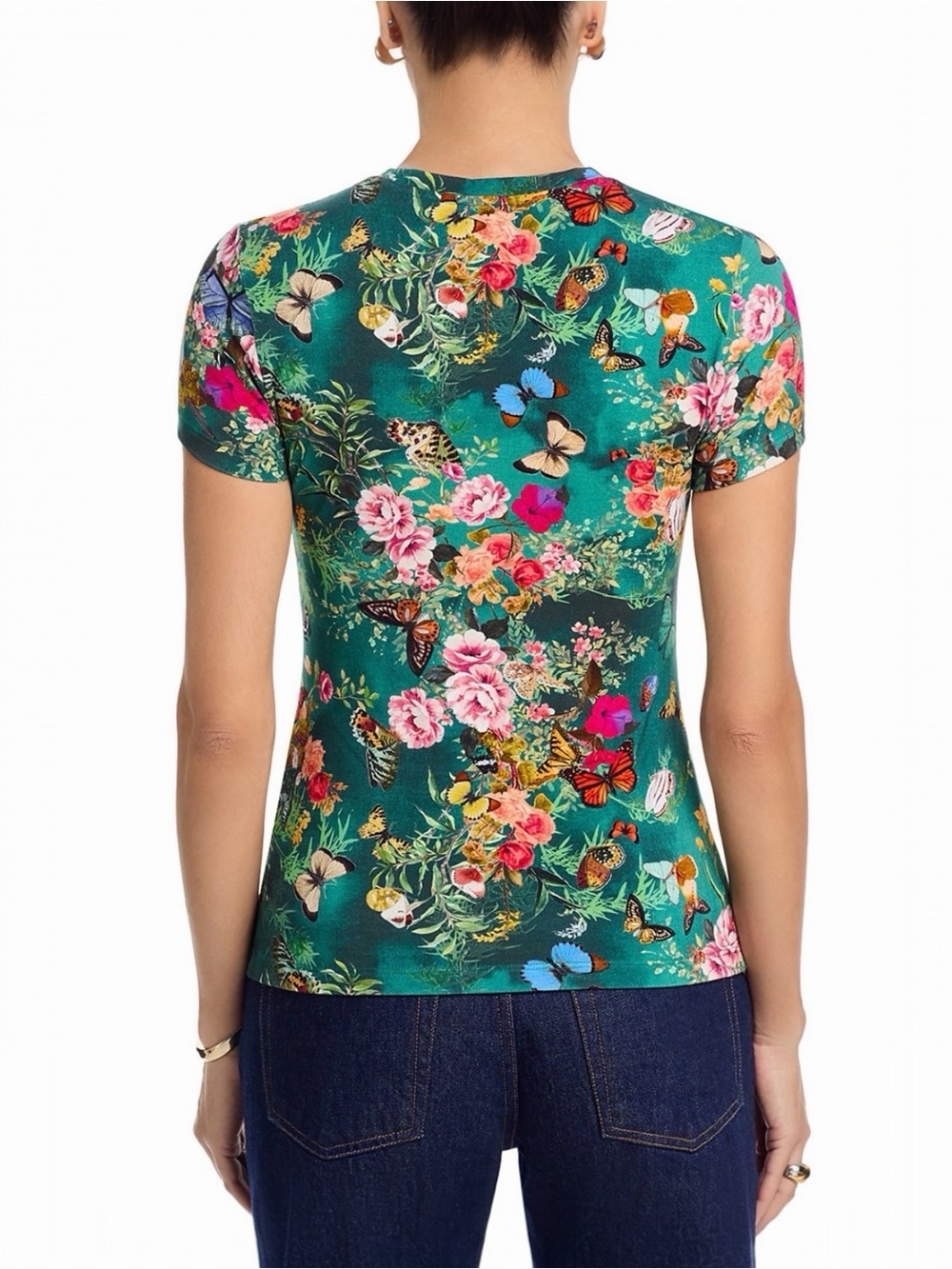 L'AGENCE Ressi Charonda Butterfly Floral Print Women’s Fitted Tee Size XSmall - Picture 5 of 12